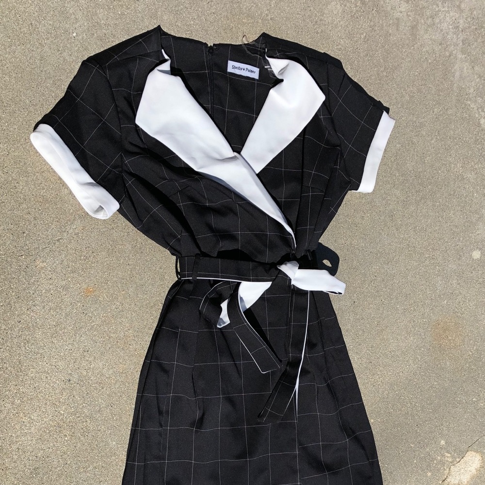 Black and white pinstripe dress